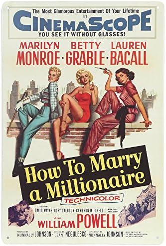 How to Marry a Millionaire Pin up Girl Retro Vintage Tin Sign 12" X 8" Inches, a Two-side Postcard Included