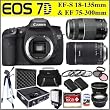 Canon EOS 7D 18 MP CMOS Digital SLR Camera w/ Canon EF-S 18-135mm f/3.5-5.6 IS Lens & Canon EF 75-300mm f/4-5.6 III Telephoto Zoom Lens 16GB Advanced Package + 5 Year World Wide Extended Warranty