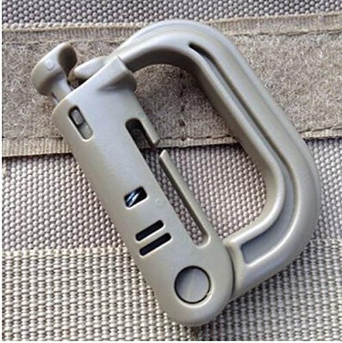 jennyyang059 Keychain Carabiner Molle Tactical Backpack Shackle Snap D-Ring Clip Khaki