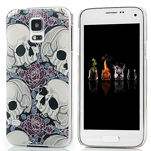 S5 Case, Galaxy S5 Case - MOLLYCOOCLE Fashion Style Colorful Painted Pattern PC Hard Cover Case for Samsung Galaxy S5 I9600 SM-G900A SM-G900T SM-G900P SM-G900V SM-G900R4 Developer Edition(Skull with Flowers)