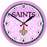 NFL New Orleans Saints Round Clock "Pink Background"