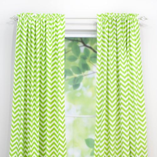 Chooty Rod Pocket Curtain Panel, 54 by 84-Inch, Zig Zag Chartreuse