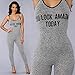 Ermonn Women Sexy Bandage Spaghetti Strap Letter Printed Jumpsuit Romper