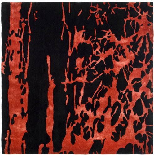 Safavieh Soho Collection SOH326B Handmade Black and Red New Zealand Wool Square Area Rug, 6-Feet Square
