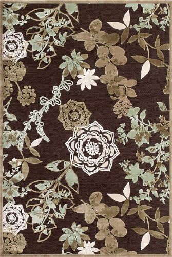 2'2" x 4' Rectangular Accent Rug Dark Chocolate/Sage Color Power Loomed Turkey