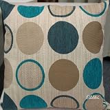 Decorative Blue Circle Chenille Throw Pillow Cover (One Side)