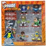 Tech Deck Dude Ridiculously Awesome 6 Figures and Trading Cards W/ #121 Theodore, #156 Bob, #068 Frank, #032 Fu Man Finger, #132 Uzie, #021 Tek (CM197)
