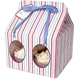 Meri Meri Cupcake Box Blue Striped, Large 3-Pack