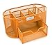 EasyPAG Mesh Pen Holder Desk Organizer with Drawer Stationery Supplies Organizer for Dorm School 9 Compartments Workspace Desk Accessories Organization for Office, Orange