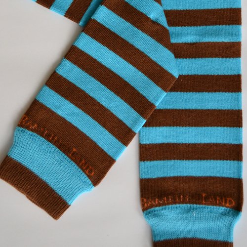 Bambino Land - Teal/brown Stripes Organic Cotton Baby Leg Warmers