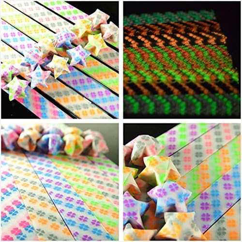 Double colored Glow in Dark Lucky Star Origami Folding Plastic Strip Paper"clover2" Set05