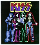 Kiss - Cartoon Group Shot Standing with Logo Above - Sticker / Decal
