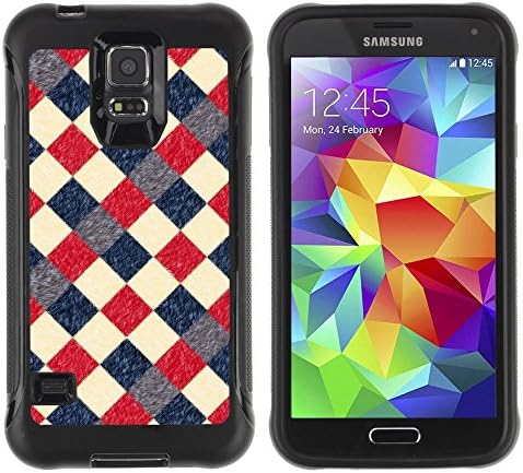 iArmor Hybrid Anti-Shock Defend Case / Vintage Retro Red Checkered Diner Pattern / Samsung Galaxy S5