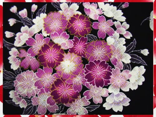 Cover image : 夏粋浴衣&柄入り半巾帯2点セット黒地桜花珠