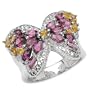 3.95 Carat Genuine Citrine & Rhodolite Garnet Sterling Silver Butterfly Ring