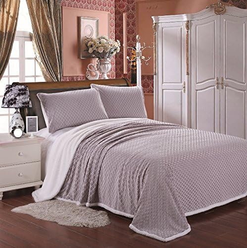 Luxurious Soft Mermaid Sherpa Lined Blanket, Queen, King, 6 Colors Available! (King, Gray)