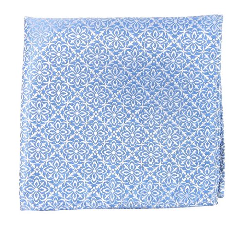100% Woven Silk Light Blue Opulent Geometric Patterned Pocket Square
