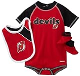 NHL Infant New Jersey Devils Creeper, Bib & Bootie Set - R52Njdkk (Red, 18 Months)
