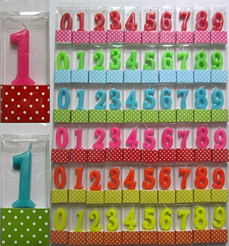 Smart Colorful Number Birthday Party Cake Candles with Holders 2counts, pink & blue number candle 1,one