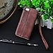 Cornmi design for iPhone 5 Case, Premium Vintage Flip Wallet Leather Magnetic Closure Cover Skin for iPhone 5S with Card Slots, Cash Compartment and Wrist Strap (Brown)