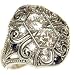 Sterling Art Deco Filigree Cubic Zirconia & Sapphire Ring