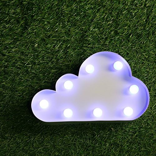 Kids Room Marquee Cloud Light Decor ~ Best for Bedroom Accent Lighting, Unique Nursery Wall or Table Lamp for Boys and Girls ~ 9 Inch LED Cordless Battery Operated ~ Metal White ~ A Great Gift