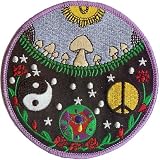 4 Peace Yin Yang Fungi Mushroom Shroom Collage Patch