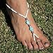 Pooqdo(TM) Valentine's Day Gifts Turquoise Beads Beaded stretch Barefoot Sandal Foot Jewelry Anklet Chain
