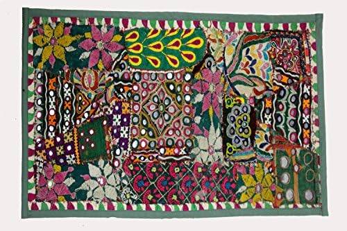 Indian Handmade Tapestry Wall Hanging Hand Embroidered Banjara Mirror Work Decoration Creative Art