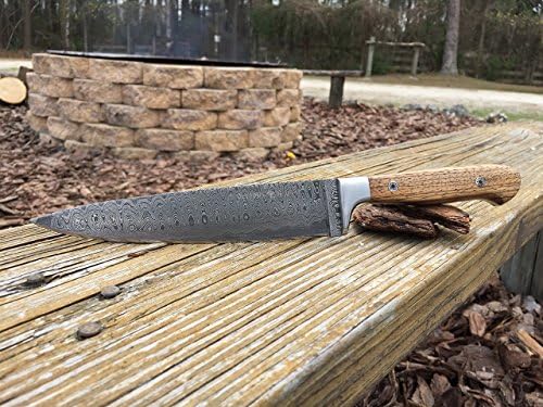 Olympus Blades Hand Made Damascus Chefs Knife - Wood Handle