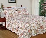 [Flowers in Paradise] 100% Cotton 3PC Floral Vermicelli-Quilted Quilt Set (Full/Queen Size)