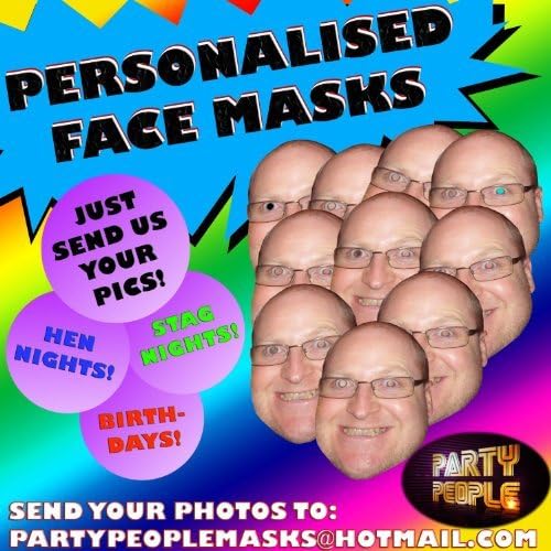 10 x PERSONALISED CUSTOM FUN FACE MASKS by Custom Masks