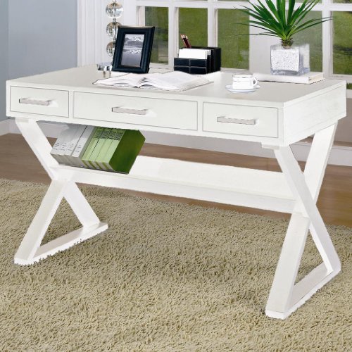 Home Office Desk with Triangular Legs in White Finish
