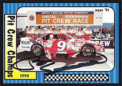 AUTOGRAPHED Bill Elliott 1991 Maxx Racing ROCKINGHAM PIT-CREW CHAMPS (#9 Coors Light Team) Vintage Signed Collectible NASCAR Trading Card with COA