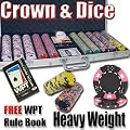 500 Ct Crown & Dice 14 Gram Clay Poker Chip Set w/ Aluminum Case & Free WPT Book