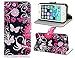 iphone 5C Case, Butterfly Flip Wallet Credit ID Card Slot Holder Phone Case With Stand --Retail Package W Screen Protector -- Black