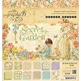 Graphic 45 Secret Garden Paper Pad, 8 by 8-Inch
