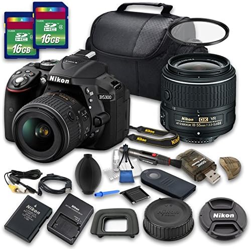 Nikon D5300 DSLR + 18-55 VR II Lens + 32GB High-speed SD Card + Deluxe Camera Carry Case + DSLR Maintenance Cleaning Kit - International Version