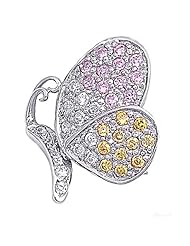 Sterling Silver Brooches Butterfly Clear. Yellow, Pink CZ Brooche