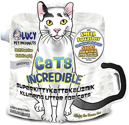 Lucy Pet Cats Incredible Clumping Cat Litter with Smell Squasher, Absorbent Natural Clay Formula Prevents Ammonia Build-Up