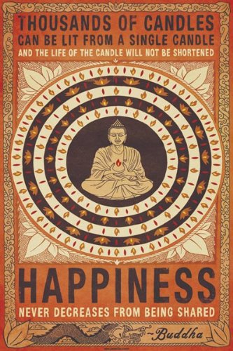 Thousands of Candles Buddha Happiness Quote Poster – 12×18