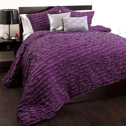 Deep/Dark Purple Luxury Comforter Bedding Sets: 5-Piece Comforter Set ...