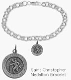 Sterling Silver St. Christopher Religious Charm Bracelet
