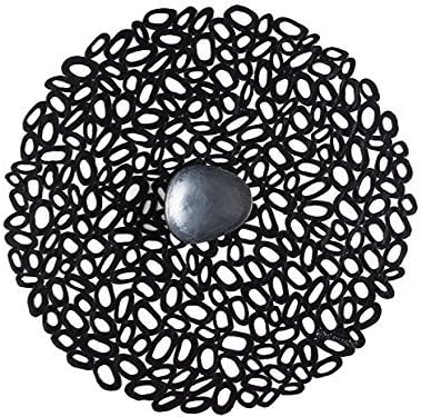 Chilewich Pebble Pressed Vinyl Round Placemat Black 14.5"