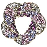 Floral Crystal Diamante Petal Brooch Pin - Purple