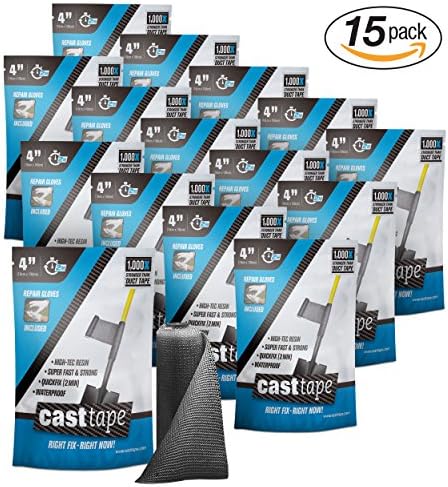 CASTtape - Super Epoxy Carbon Fiber Tape - 100x Strength of Duct Tape - Fix &amp; Repair: Automotive, Plumbing, Pipe &amp; Hose, Emergency, DIY - Super Value 15 Roll Contractor Pack, 4" x 40" Rolls