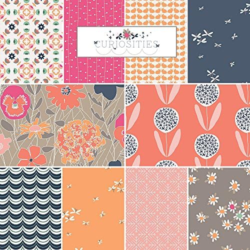Jeni Baker CURIOSITIES SWEET FINDS Fat Quarters 10 Precut Cotton Fabric Quilting FQs Assortment Art Gallery