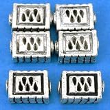 Rectangle Beads Antique Silver Plate Tube 13mm Approx 6