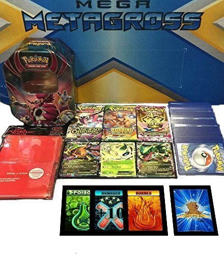 Pokemon Big Card Bundle! 100 Assorted Pokemon Card Lot with 3 Ultras Rares! Bonus Pokemon Playmat, Pack of 100ct Sleeves, 3 Booster Packs & Tin! Plus Bonus 3 Free Golden Groundhog Token Counters!