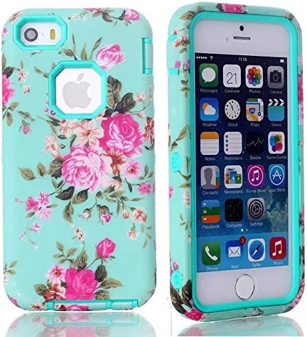 iPhone 5S Case, LERBO 3 in 1 Hard and Soft Hybrid Armor Case Combo for iphone5 5s(Light Blue)